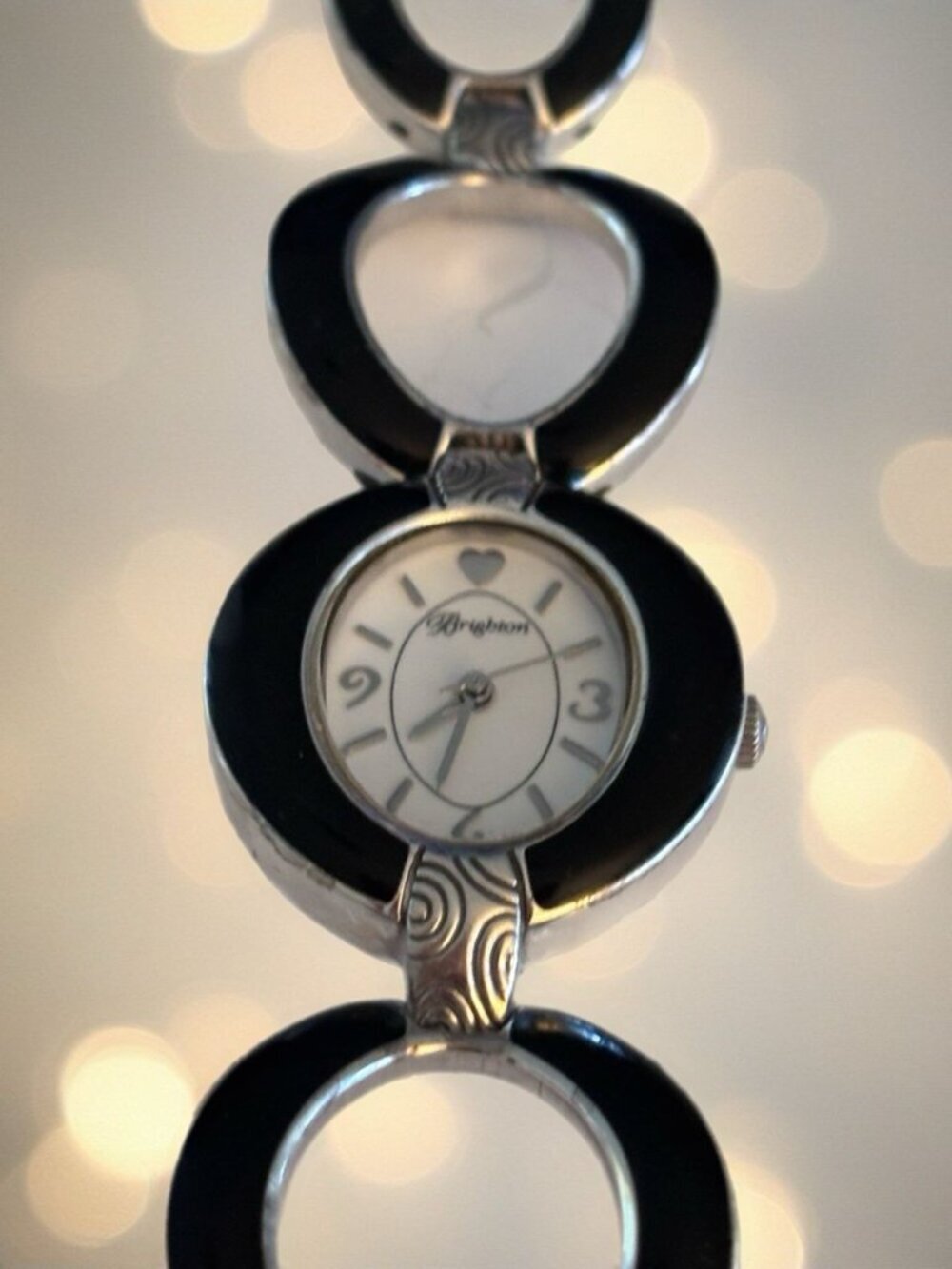 Brighton Padova Oval Link Black Women’s 28mm Bracelet Watch New Battery Included